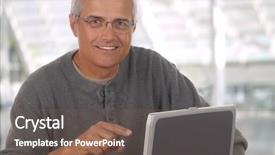  Presentation with lobby - Colorful presentation theme enhanced with middle aged man in lobby of modern office building laptop computer man is casually dressed and smiling and pointing at the computer horizontal composition backdrop and a tawny brown colored foreground