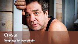  Presentation with aged - Presentation design with middle-aged-man-in-t background and a tawny brown colored foreground