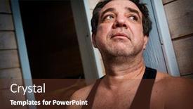  Presentation with aged - Slide set having middle-aged-man-in-t background and a tawny brown colored foreground