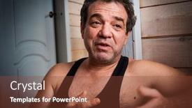  Presentation with aged - Audience pleasing presentation design consisting of middle-aged-man-in-t backdrop and a tawny brown colored foreground