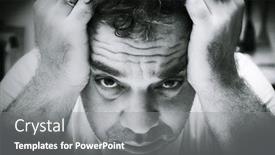  Presentation with aged - PPT theme enhanced with middle-aged-man-looks-askance background and a gray colored foreground