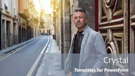  Presentation with man door - Theme enhanced with middle-aged-man-posing-over background and a  colored foreground