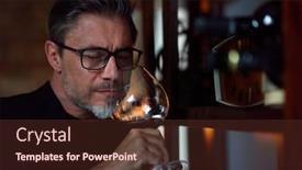  Presentation with wine tasting - PPT theme featuring middle-aged-man-tasting-drinking background and a  colored foreground