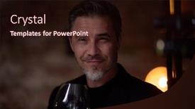  Presentation with wine tasting - PPT theme having middle-aged-man-tasting-drinking background and a  colored foreground