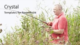  Presentation with spinning - Slide deck featuring middle aged man wearing polo background and a  colored foreground