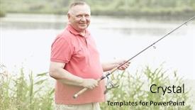  Presentation with aged - Cool new presentation design with middle aged man wearing polo backdrop and a  colored foreground