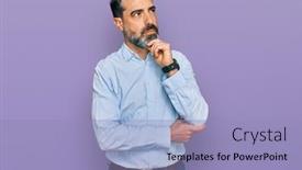  Presentation with aged - Presentation theme featuring middle-aged-man-with-beard background and a light blue colored foreground