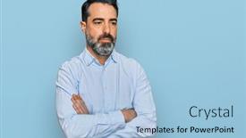  Presentation with beard - PPT layouts with middle-aged-man-with-beard background and a light blue colored foreground