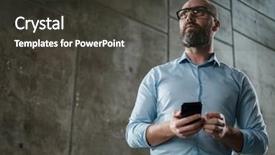  Presentation with cell - Audience pleasing theme consisting of middle-aged man with cell backdrop and a dark gray colored foreground