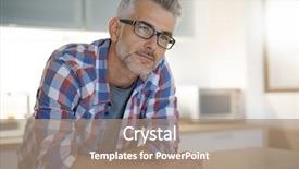  Presentation with aged - PPT layouts with middle-aged man with grey background and a coral colored foreground