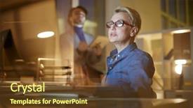  Presentation with digital project - Colorful slide set enhanced with middle-aged manager finishing start backdrop and a tawny brown colored foreground