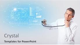  Presentation with test - Beautiful presentation featuring middle aged neurologist showing the test result backdrop and a sky blue colored foreground