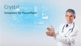  Presentation with test - Slides having middle aged neurologist showing the test result background and a light blue colored foreground