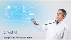  Presentation with test - Slides featuring middle aged neurologist showing the test result background and a sky blue colored foreground