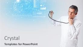  Presentation with test - Colorful slide deck enhanced with middle-aged-neurologist-showing backdrop and a white colored foreground