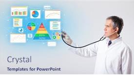  Presentation with aged - Presentation theme consisting of middle aged nutritionist with nutrient intake concept background and a sky blue colored foreground