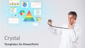  Presentation with aged - Presentation consisting of middle aged nutritionist with nutrient intake concept background and a white colored foreground