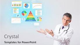  Presentation with aged - Amazing PPT theme having middle aged nutritionist with nutrient intake concept backdrop and a light gray colored foreground