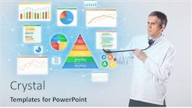  Presentation with aged - Amazing PPT theme having middle-aged-nutritionist-with-nutrient backdrop and a sky blue colored foreground