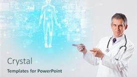  Presentation with aged map - Presentation enhanced with middle aged scientist with full body map concept background and a sky blue colored foreground