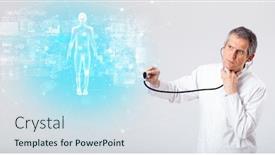  Presentation with aged map - Slides enhanced with middle aged scientist with full body map concept background and a sky blue colored foreground