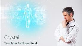  Presentation with aged map - Slides consisting of middle aged scientist with full body map concept background and a sky blue colored foreground