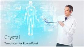  Presentation with aged map - PPT theme featuring middle-aged-scientist-with-full background and a arctic colored foreground