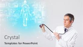  Presentation with aged map - Beautiful theme featuring middle-aged-scientist-with-full backdrop and a light gray colored foreground