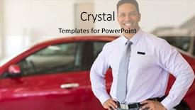  Presentation with unmanned vehicle - PPT theme consisting of middle aged vehicle sales consultant background and a lemonade colored foreground