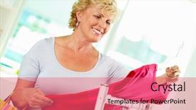  Presentation with aged - Amazing presentation theme having middle aged woman choosing new backdrop and a  colored foreground