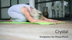 Presentation with mother doing yoga kids - Slides featuring middle-aged woman doing yoga background and a light gray colored foreground
