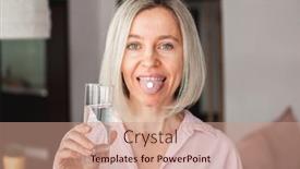  Presentation with fresh water - Presentation theme featuring middle-aged-woman-holding-pill background and a coral colored foreground