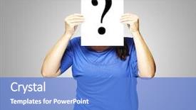  Presentation with interrogation - Slides with middle aged woman holding background and a teal colored foreground