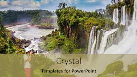  Presentation with trousers - Beautiful PPT theme featuring middle-aged-woman-in-red backdrop and a yellow colored foreground