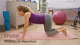  Presentation with recovery-room - PPT layouts having middle-aged-woman-performs background and a coral colored foreground