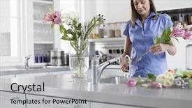  Presentation with flowers vase - PPT theme having windmills for electric power production at sunset zaragoza province aragon spain background and a gray colored foreground