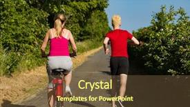  Presentation with healthy lifestyle - Slide deck having middle-aged woman riding bike background and a tawny brown colored foreground