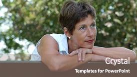  Presentation with woman menopause - PPT layouts enhanced with middle aged woman sitting background and a coral colored foreground