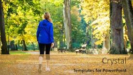  Presentation with aged - PPT layouts having middle-aged-woman-walking background and a yellow colored foreground