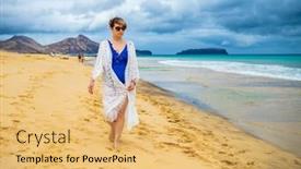  Presentation with aged - Presentation theme consisting of middle-aged-woman-walking background and a yellow colored foreground