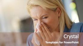  Presentation with allergy - Cool new slides with middle-aged woman with allergy backdrop and a coral colored foreground