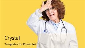  Presentation with doctor helps to get out of bed an elderly woman - PPT layouts consisting of middle ager senior doctor woman background and a  colored foreground