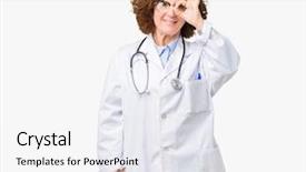  Presentation with middle ages portrait - PPT layouts enhanced with middle ager senior doctor woman background and a  colored foreground