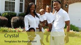  Presentation with together - Amazing theme having middle class - african american family together outside backdrop and a yellow colored foreground