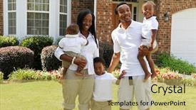  Presentation with middle class - Theme consisting of middle class - african american family together outside background and a yellow colored foreground