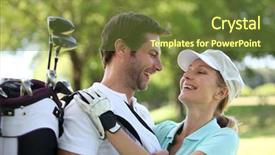  Presentation with middle class - Colorful PPT theme enhanced with middle class - couple embracing on the golf backdrop and a tawny brown colored foreground