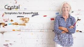  Presentation with middle class - Audience pleasing slides consisting of middle class - portrait of senior female artist backdrop and a white colored foreground