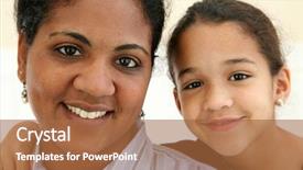  Presentation with middle class - Audience pleasing presentation theme consisting of middle class - woman with her daughter backdrop and a red colored foreground