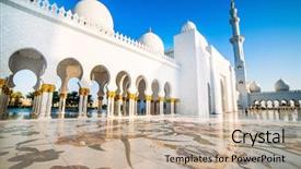  Presentation with abu dhabi - Audience pleasing slide set consisting of dhabi sheikh zayed white mosque backdrop and a mint green colored foreground