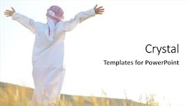  Presentation with arabic - Colorful slide set enhanced with arabic happy child in nature backdrop and a white colored foreground